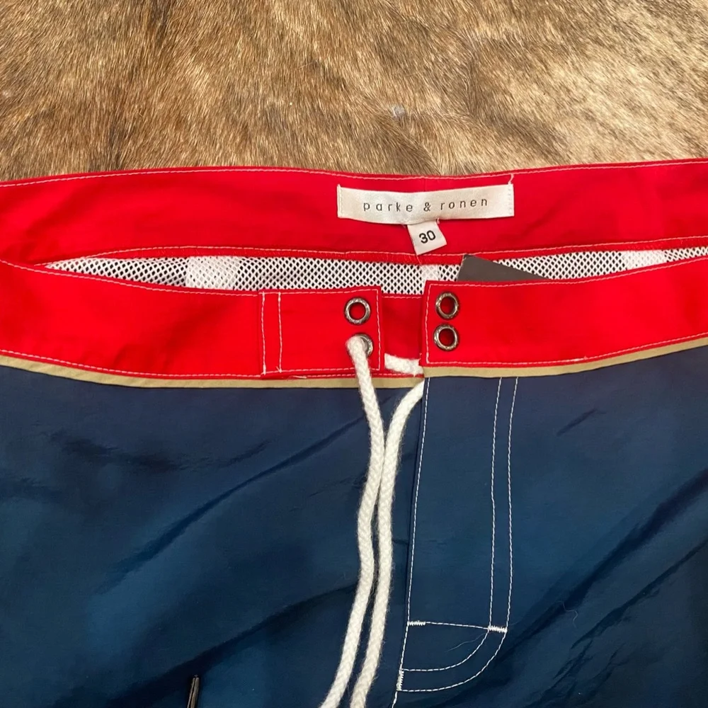 Mens Parke & Ronen Blue Red Swim Shorts Trunks Size S